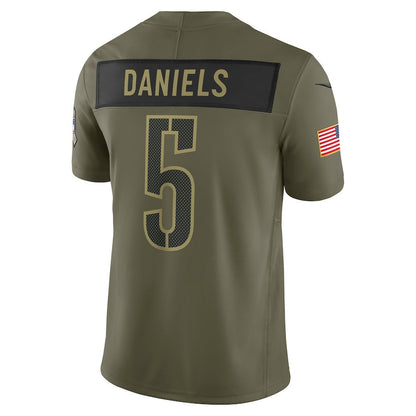 Jayden Daniels 5 Washington Commanders 2025 Salute To Service Men Jersey - Olive