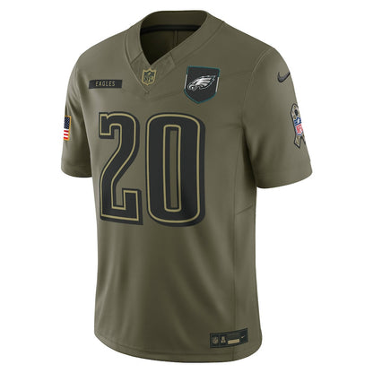 Brian Dawkins 20 Philadelphia Eagles 2025 Salute To Service Men Jersey - Olive
