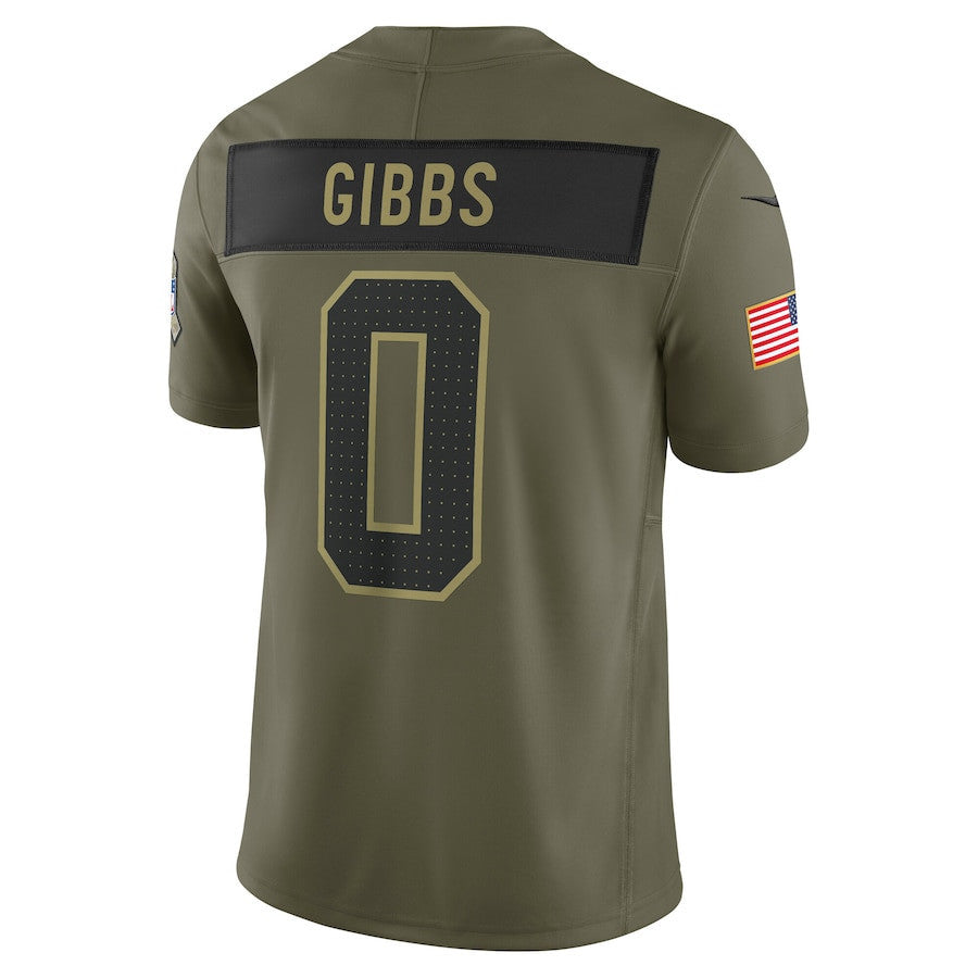 Jahmyr Gibbs 0 Detroit Lions 2025 Salute To Service Men Jersey - Olive