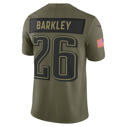 Saquon Barkley 26 Philadelphia Eagles 2025 Salute To Service Men Jersey - Olive