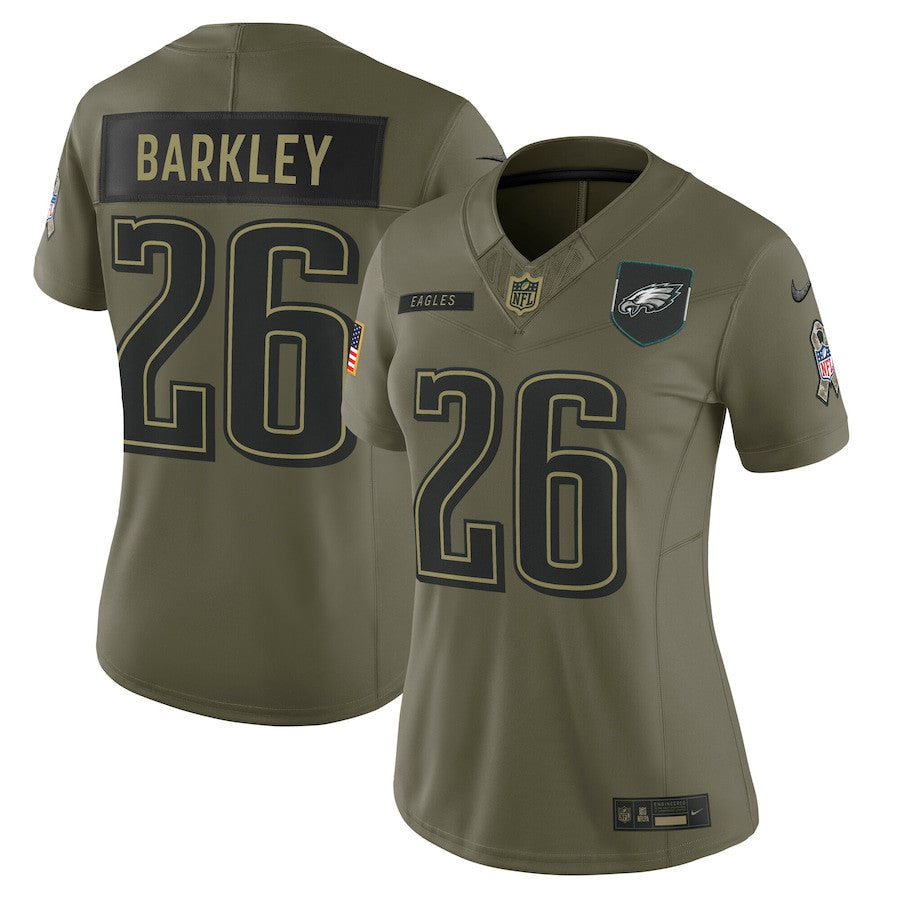 Saquon Barkley 26 Philadelphia Eagles Women's 2025 Salute to Service Limited Jersey - Olive