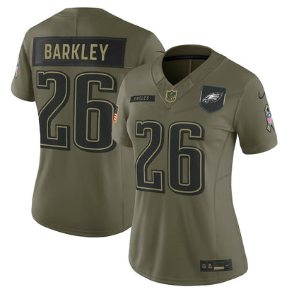 Saquon Barkley 26 Philadelphia Eagles Women's 2025 Salute to Service Limited Jersey - Olive