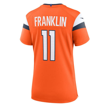 Troy Franklin 11 Denver Broncos Women's Team Game Jersey - Orange