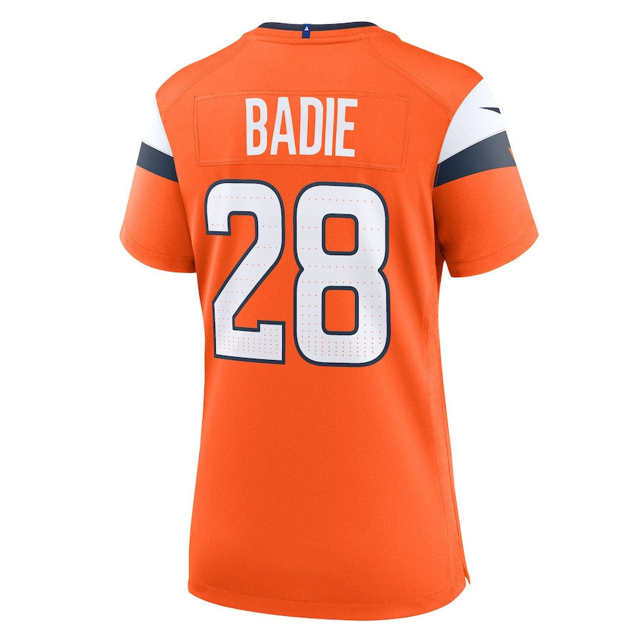 Tyler Badie 28 Denver Broncos Women's Team Game Jersey - Orange