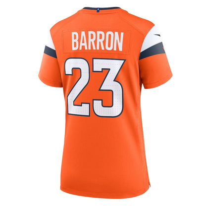 Jahdae Barron 23 Denver Broncos Women's Team Game Jersey - Orange