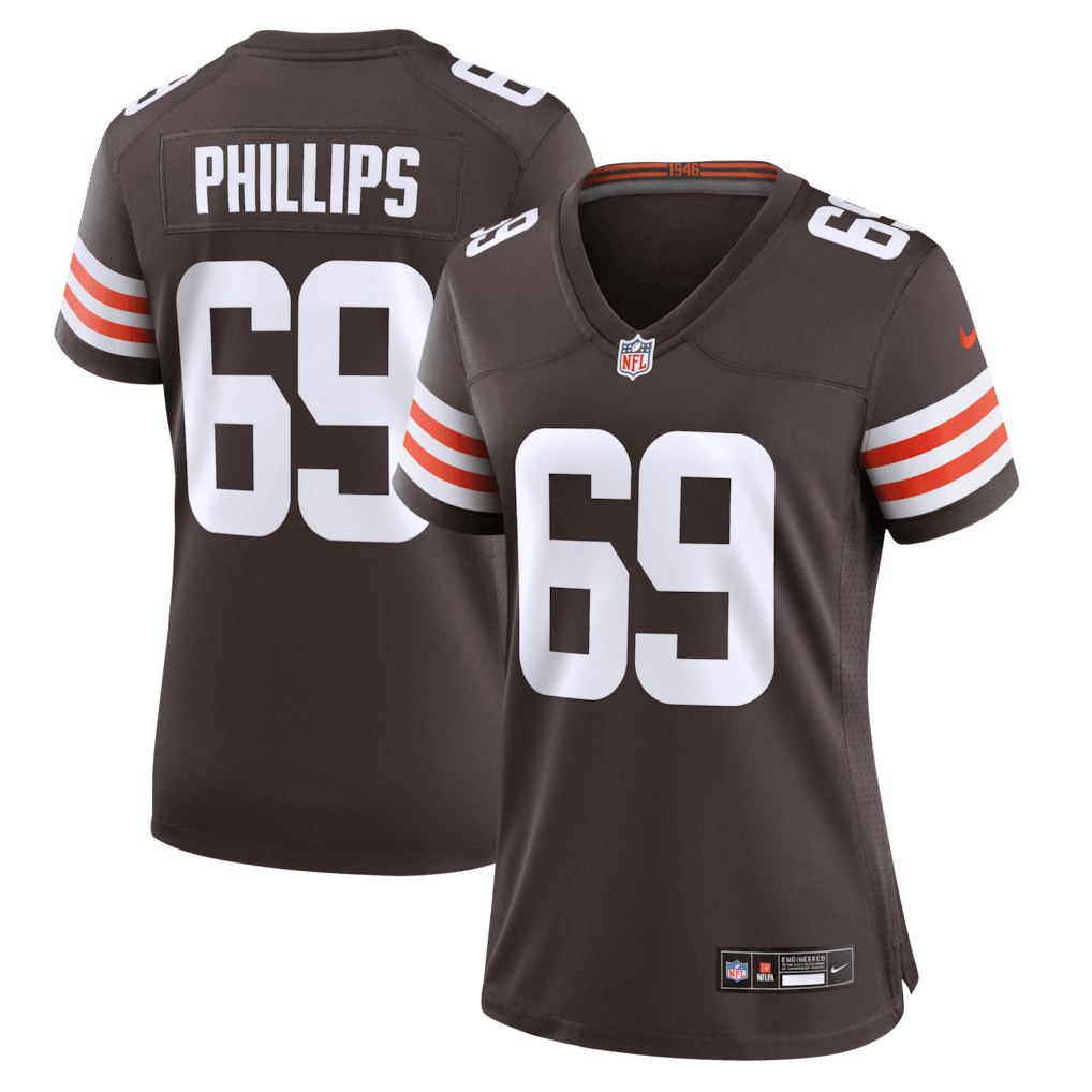 Tyre Phillips 69 Cleveland Browns Women's Team Game Jersey - Brown