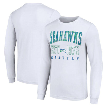 Seattle Seahawks Long Sleeve T-Shirt – Est. Year Graphic Print – White