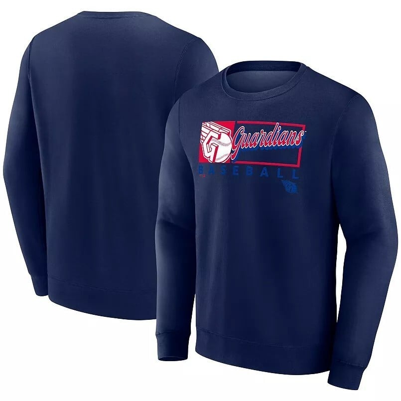 Cleveland Guardians Navy Crewneck Sweatshirt – Primary Logo Box