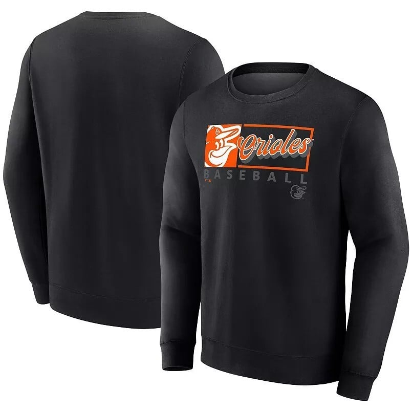 Baltimore Orioles Black Crewneck Sweatshirt – Primary Logo Box