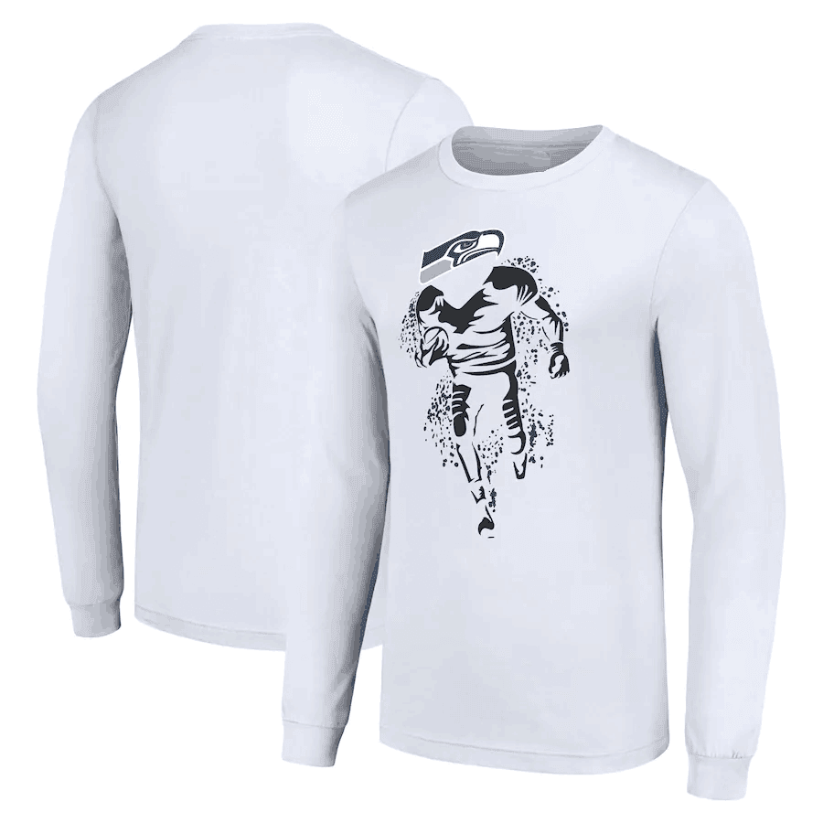 Seattle Seahawks Long Sleeve T-Shirt Running Player Graphic - White