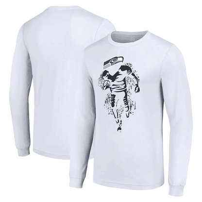 Seattle Seahawks Long Sleeve T-Shirt Running Player Graphic - White