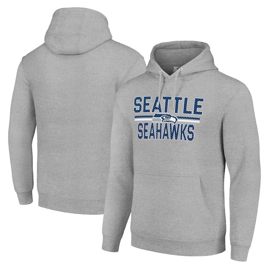 Seattle Seahawks Sport Grey Logo Stacked Distressed Graphic Hoodie