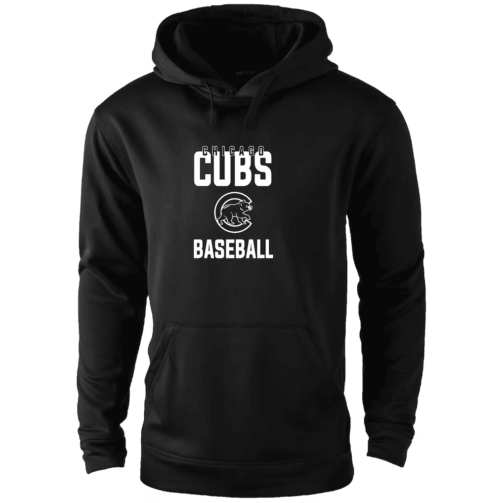 Chicago Cubs Black Classic Logo Front Print Baseball Hoodie