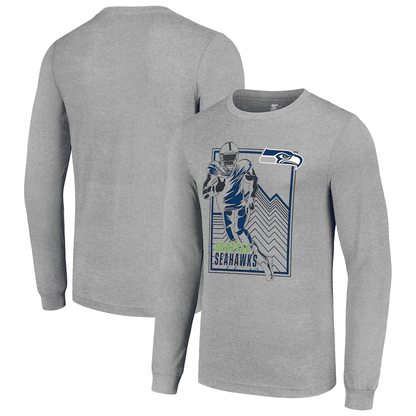 Seattle Seahawks Geometric Player Motion Graphic Long Sleeve T-Shirt - Sport Grey
