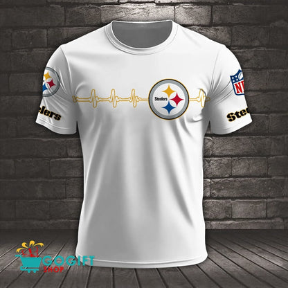 Pittsburgh Steelers Heart Beat Simple Style All Over Printed T-shirt
