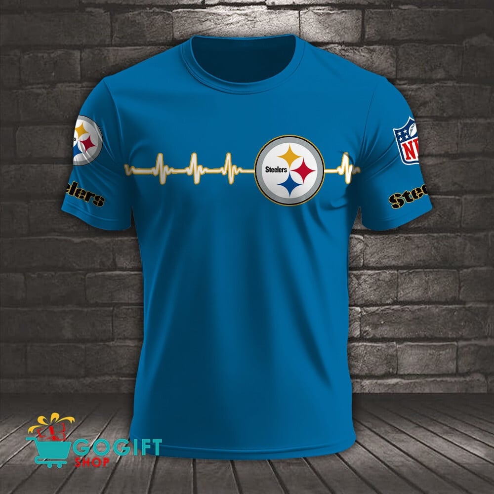 Pittsburgh Steelers Heart Beat Simple Style All Over Printed T-shirt
