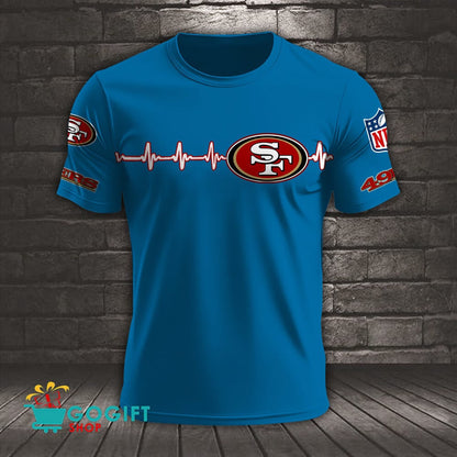 San Francisco 49ers Heart Beat Simple Style All Over Printed T-shirt