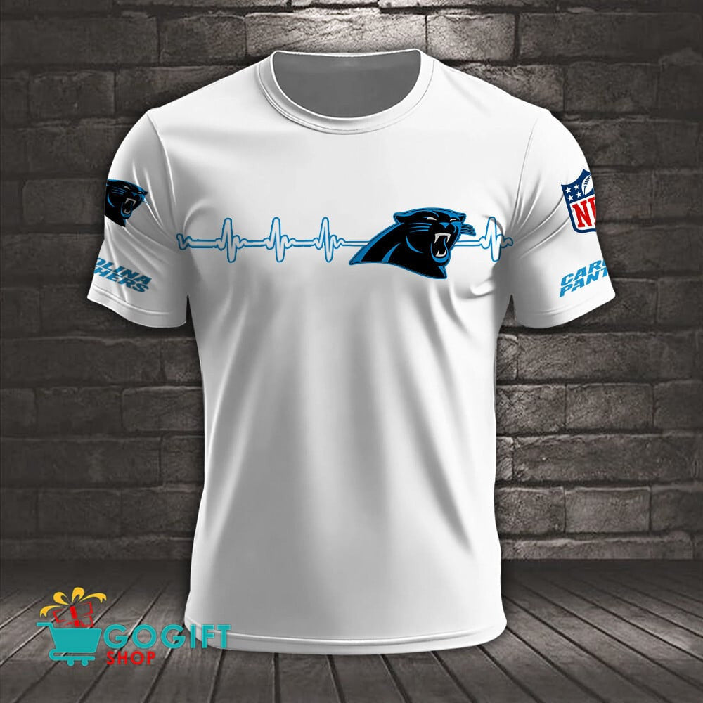 Carolina Panthers Heart Beat Simple Style All Over Printed T-shirt