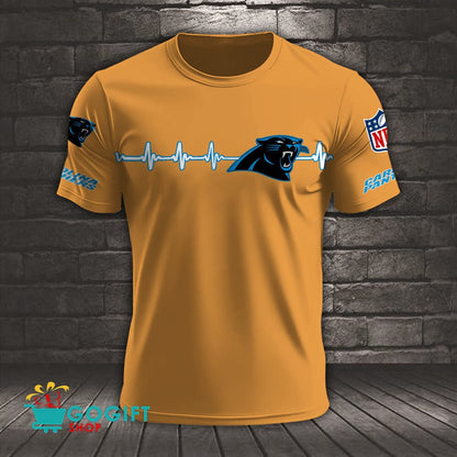 Carolina Panthers Heart Beat Simple Style All Over Printed T-shirt