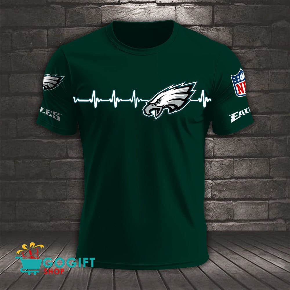 Philadelphia Eagles Heart Beat Simple Style All Over Printed T-shirt