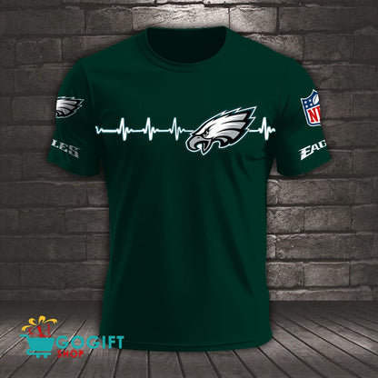 Philadelphia Eagles Heart Beat Simple Style All Over Printed T-shirt