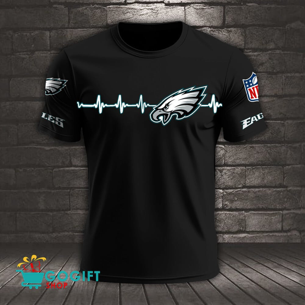 Philadelphia Eagles Heart Beat Simple Style All Over Printed T-shirt