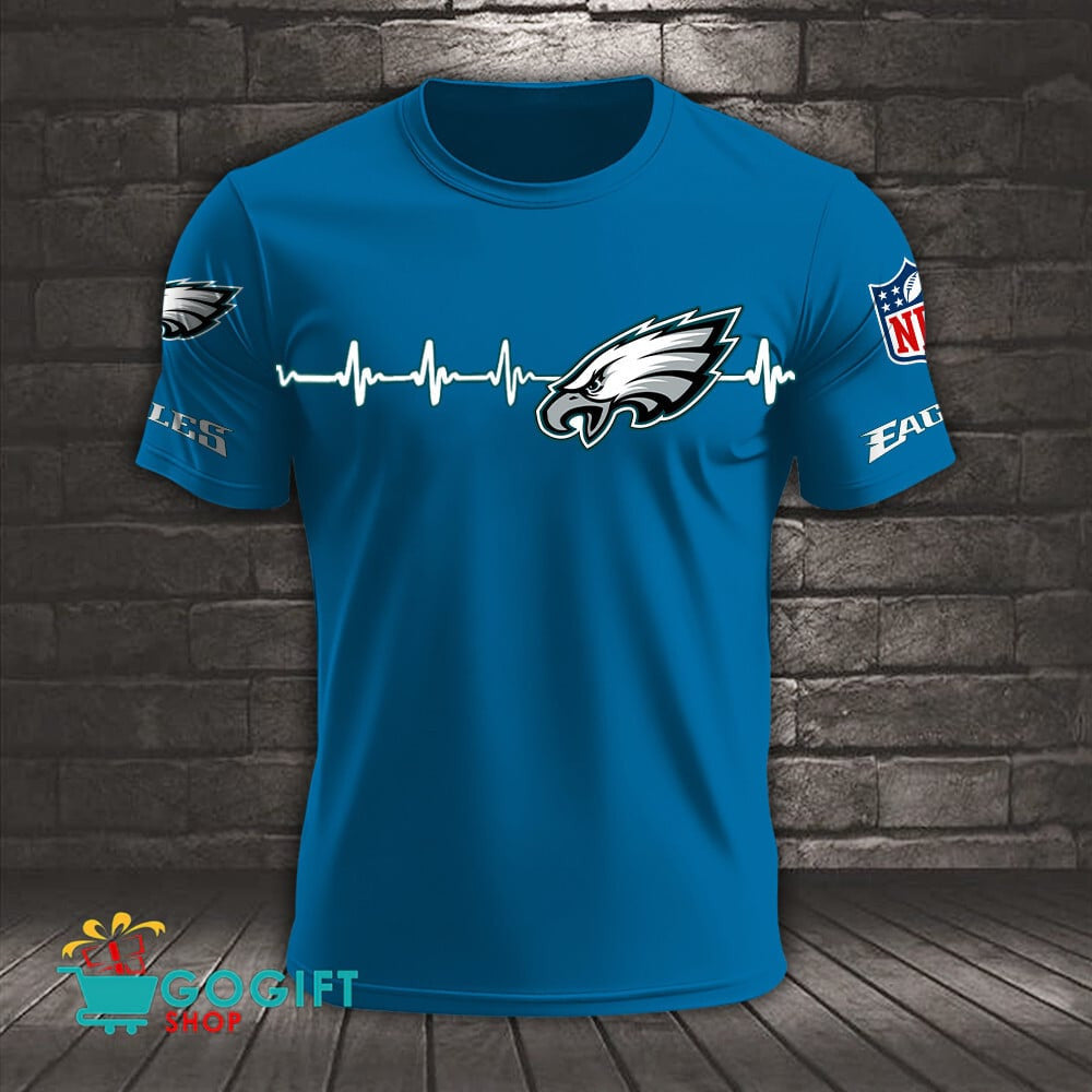 Philadelphia Eagles Heart Beat Simple Style All Over Printed T-shirt