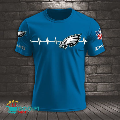 Philadelphia Eagles Heart Beat Simple Style All Over Printed T-shirt