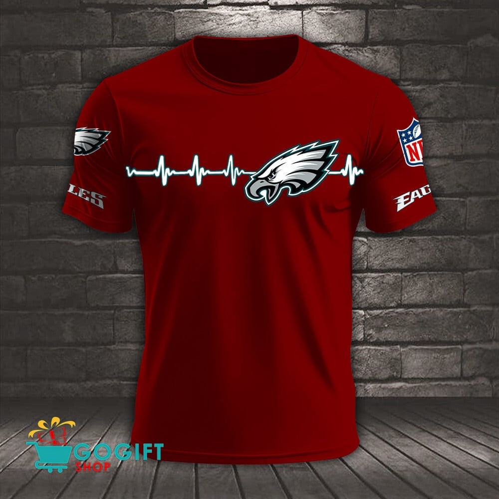 Philadelphia Eagles Heart Beat Simple Style All Over Printed T-shirt