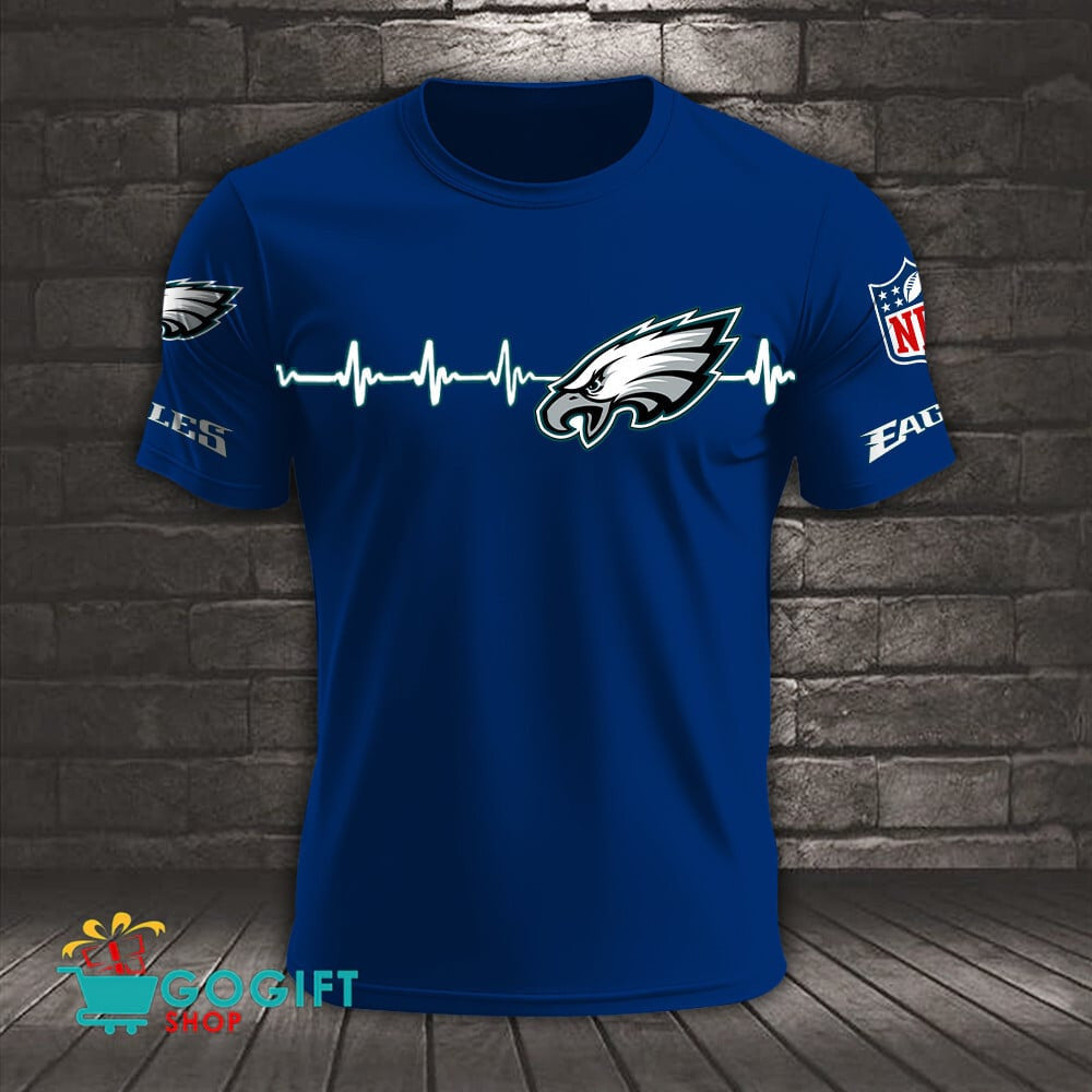 Philadelphia Eagles Heart Beat Simple Style All Over Printed T-shirt