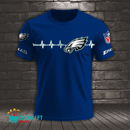 Philadelphia Eagles Heart Beat Simple Style All Over Printed T-shirt
