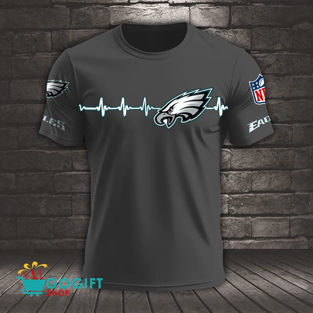 Philadelphia Eagles Heart Beat Simple Style All Over Printed T-shirt