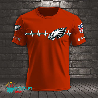Philadelphia Eagles Heart Beat Simple Style All Over Printed T-shirt