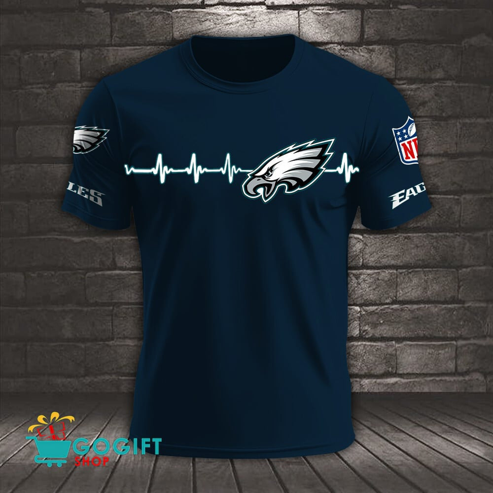 Philadelphia Eagles Heart Beat Simple Style All Over Printed T-shirt