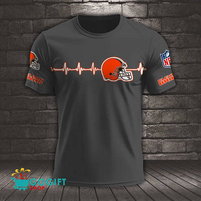 Cleveland Browns Heart Beat Simple Style All Over Printed T-shirt
