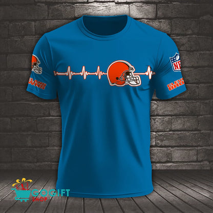 Cleveland Browns Heart Beat Simple Style All Over Printed T-shirt