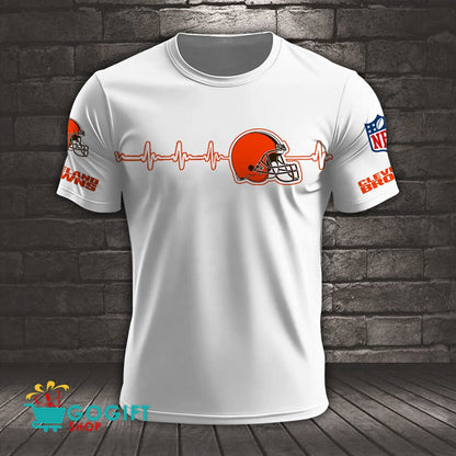 Cleveland Browns Heart Beat Simple Style All Over Printed T-shirt
