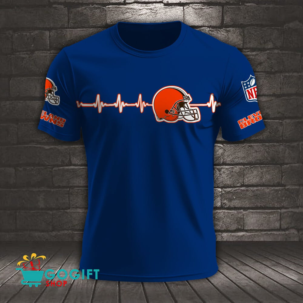 Cleveland Browns Heart Beat Simple Style All Over Printed T-shirt