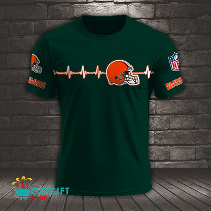 Cleveland Browns Heart Beat Simple Style All Over Printed T-shirt