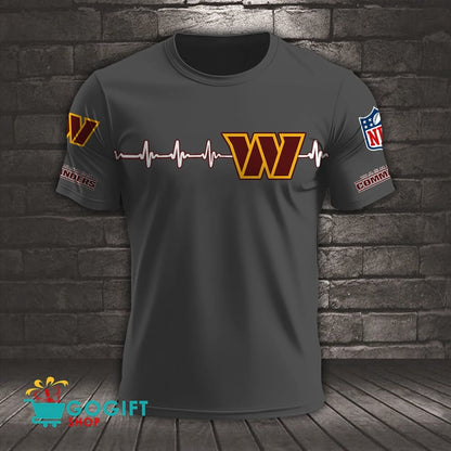 Washington Commanders Heart Beat Simple Style All Over Printed T-shirt
