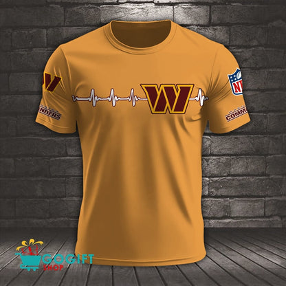 Washington Commanders Heart Beat Simple Style All Over Printed T-shirt