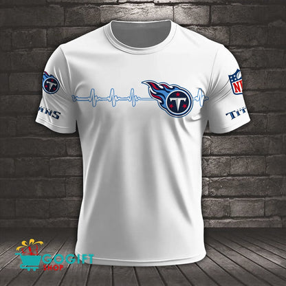 Tennessee Titans Heart Beat Simple Style All Over Printed T-shirt