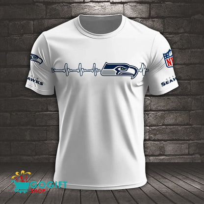 Seattle Seahawks Heart Beat Simple Style All Over Printed T-shirt