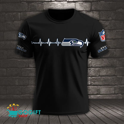 Seattle Seahawks Heart Beat Simple Style All Over Printed T-shirt