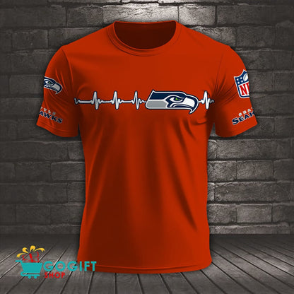 Seattle Seahawks Heart Beat Simple Style All Over Printed T-shirt