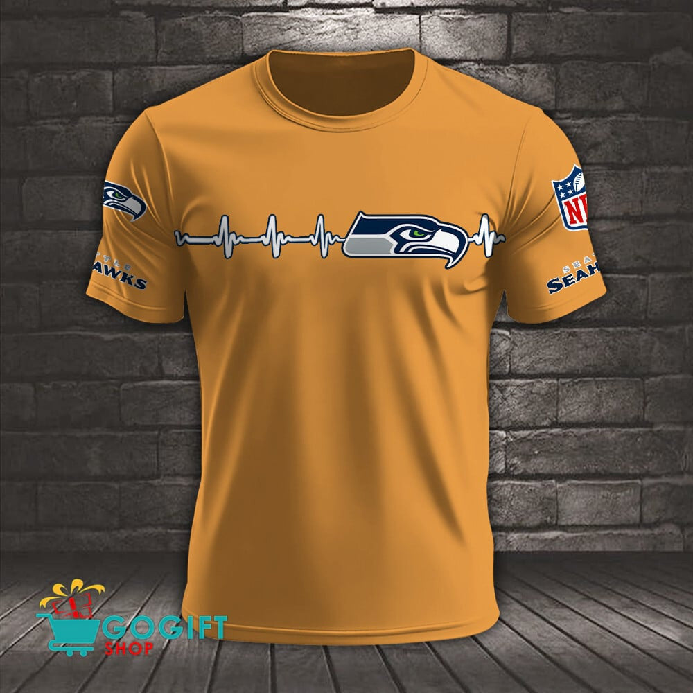 Seattle Seahawks Heart Beat Simple Style All Over Printed T-shirt