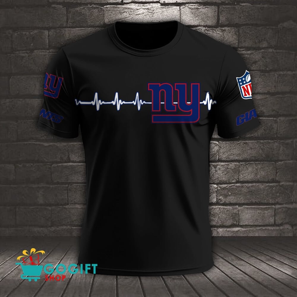 New York Giants Heart Beat Simple Style All Over Printed T-shirt