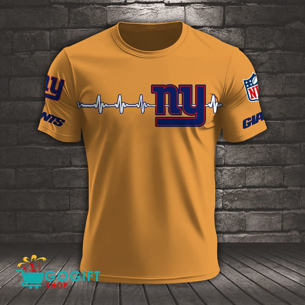 New York Giants Heart Beat Simple Style All Over Printed T-shirt