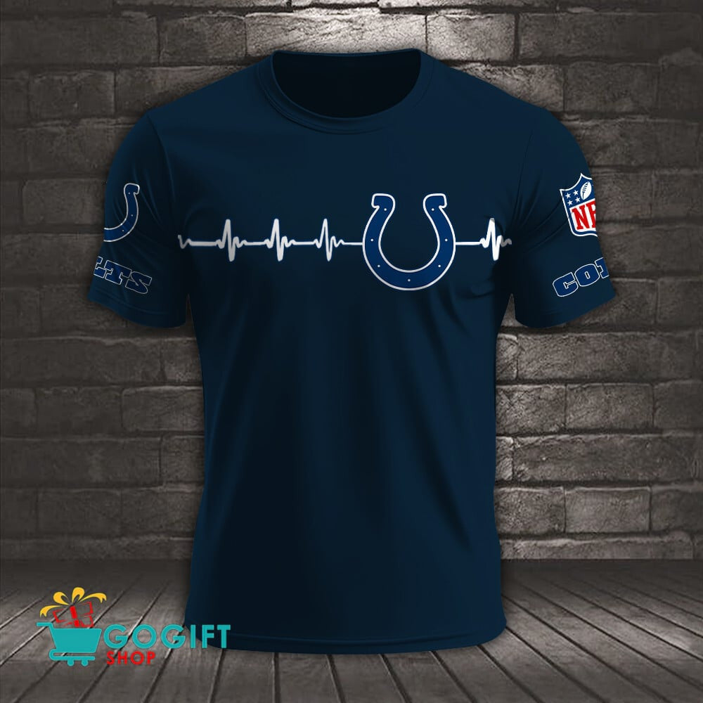 Indianapolis Colts Heart Beat Simple Style All Over Printed T-shirt