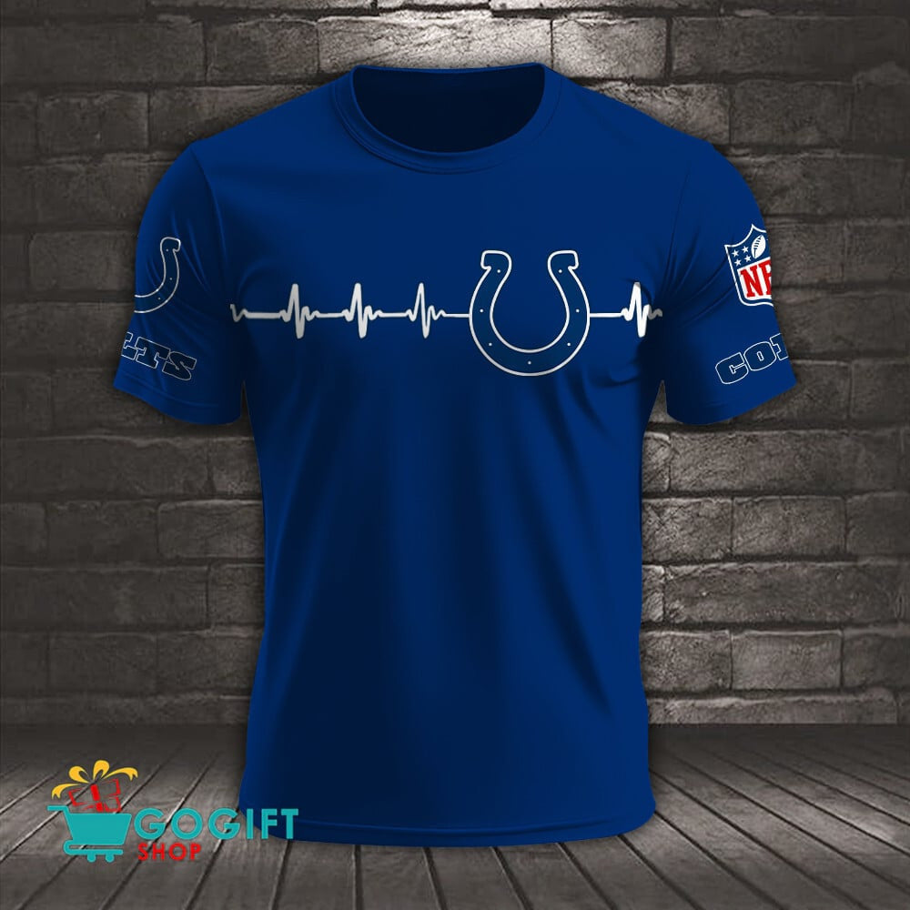 Indianapolis Colts Heart Beat Simple Style All Over Printed T-shirt